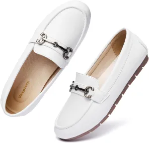 Women's Loafers Comfortable Dressy Slip on Flats Penny Loafers for Women Office Work Walking Shoes with Buckles