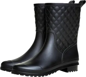 Women's Mid Calf Rain Boots Waterproof Rubber Booties Garden Shoes Outdoor Work