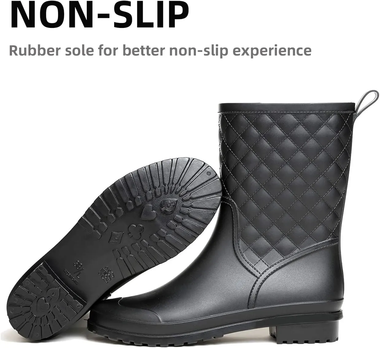Women's Mid Calf Rain Boots Waterproof Rubber Booties Garden Shoes Outdoor Work