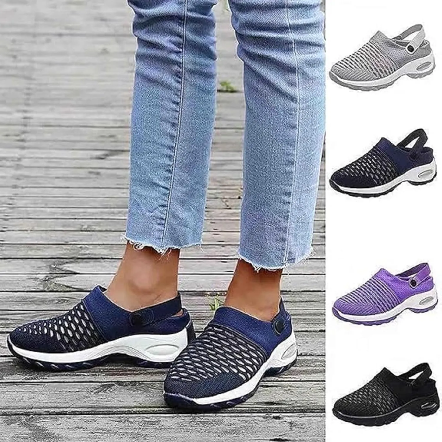 Women's Orthopedic Clogs with Air Cushion Support to Reduce Back and Knee Pressure, air cushion orthopedic slip on shoes, hike footwear womens orthopedic