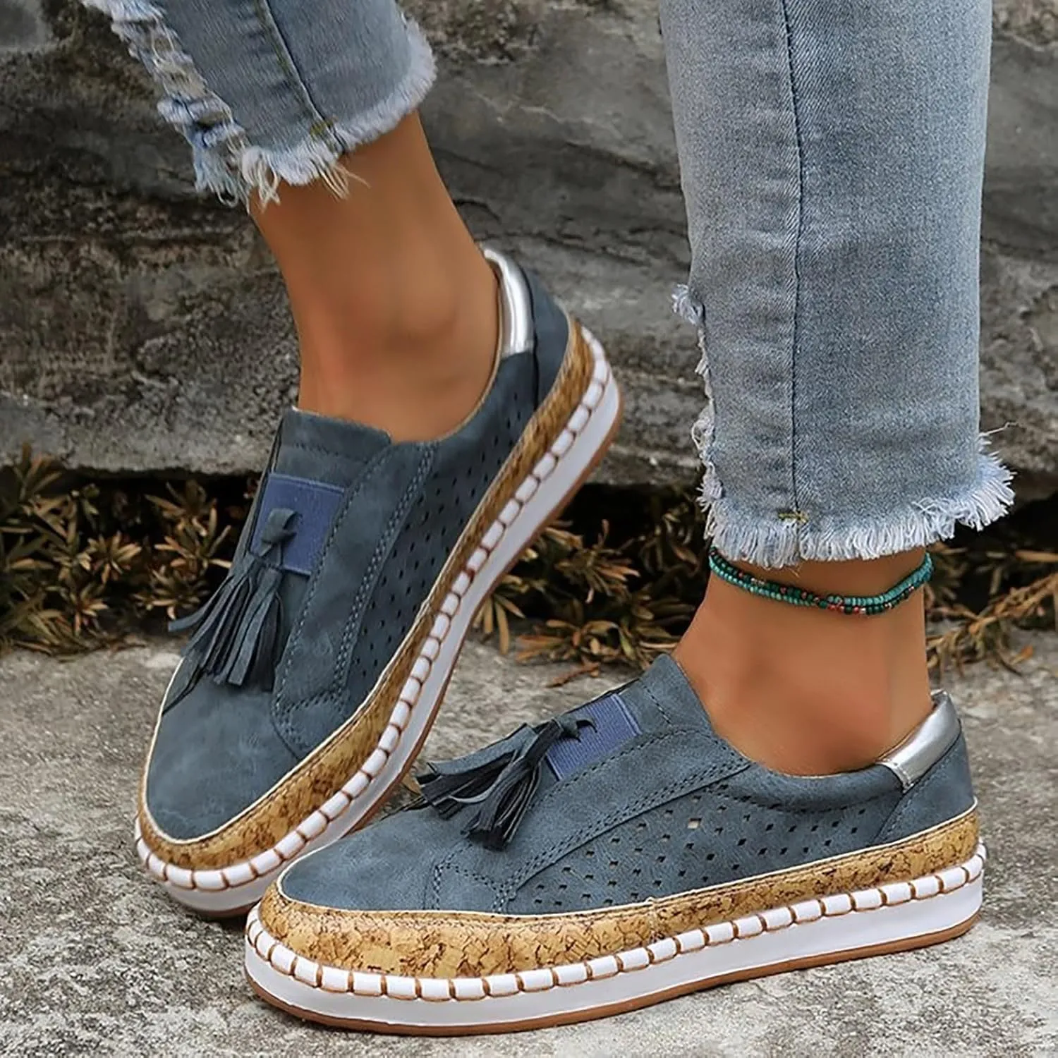 Womens Orthopedic Diabetic Walking Sneakers Slip On Shoes with Arch Support Comfortable Casual Loafers Plantar Fasciitis Relief Foot Pain