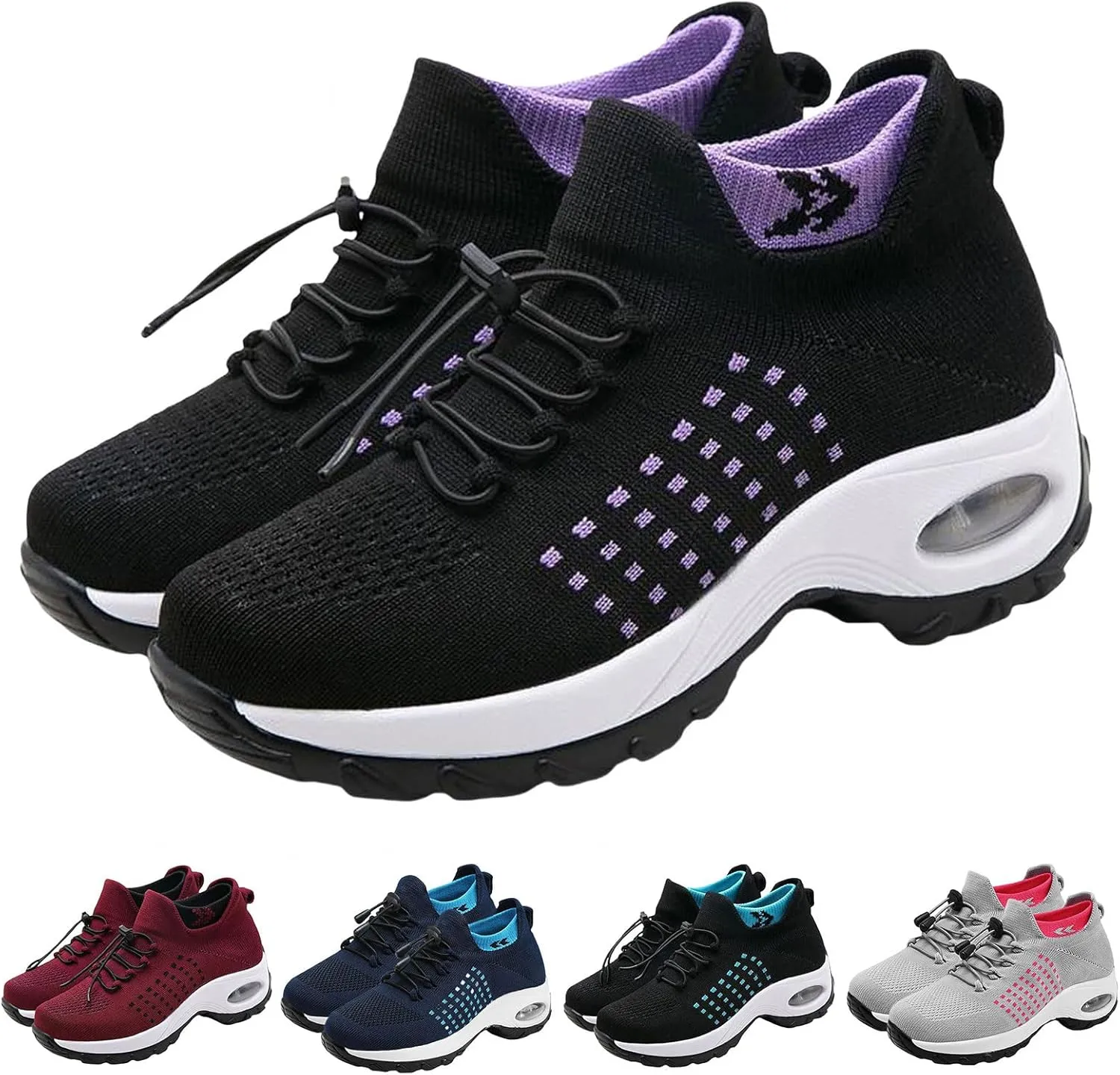 Women's Orthopedic Sneakers Comfortable Breathable Mesh Upper Walking Shoes Air Cushion Stretch Orthowear Shoes