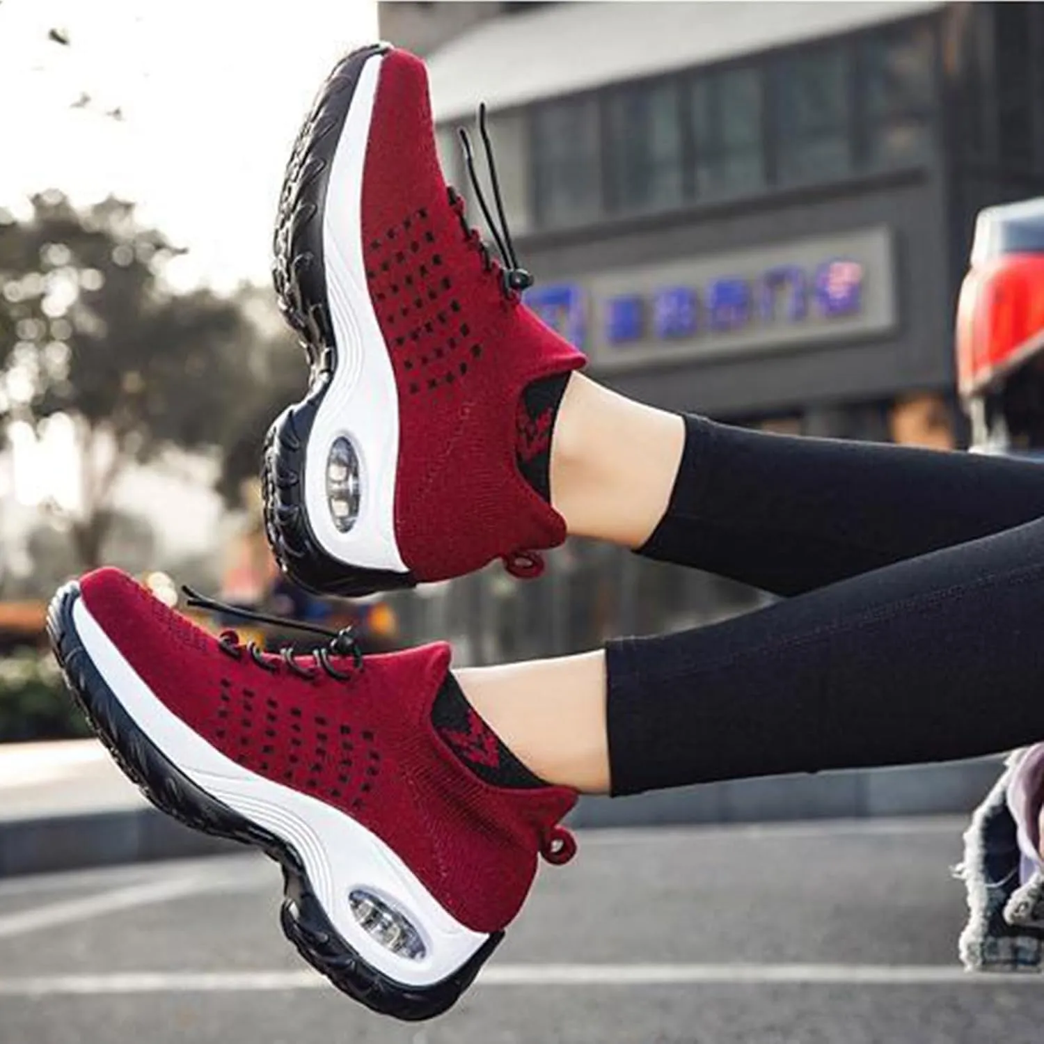 Women's Orthopedic Sneakers Comfortable Breathable Mesh Upper Walking Shoes Air Cushion Stretch Orthowear Shoes