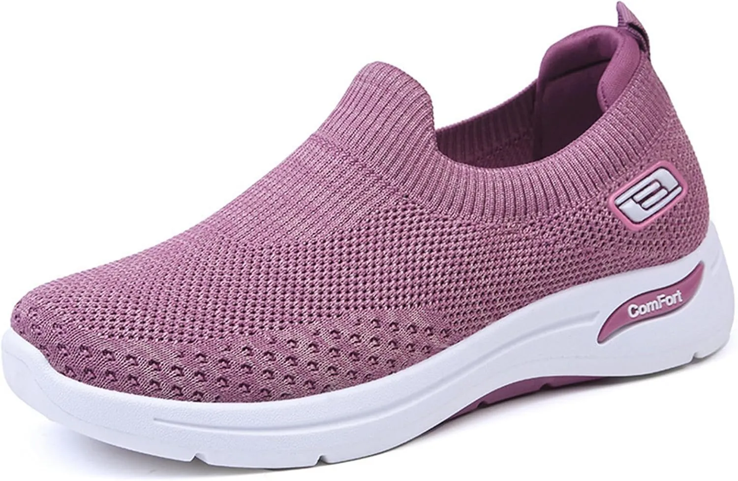 Womens Orthopedic Sneakers Slip On Arch Support Walking Shoes Comfortable Soft Sole Non Slip Low Top Tennis Shoes Mesh Breathable Lightweight Casual Sneakers
