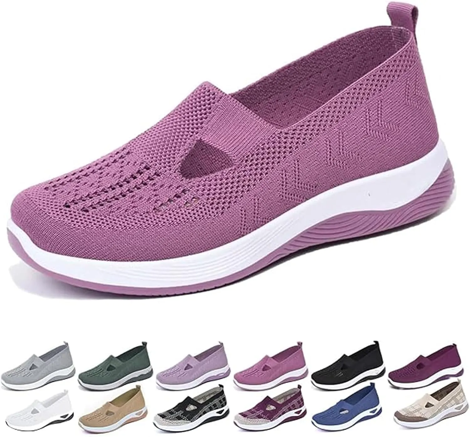 Women's Orthopedic Walking Shoes - Lightweight, Loose Fit, Breathable, Mesh-Comfortable, Soft Soled, Wide & Bulky Sneakers