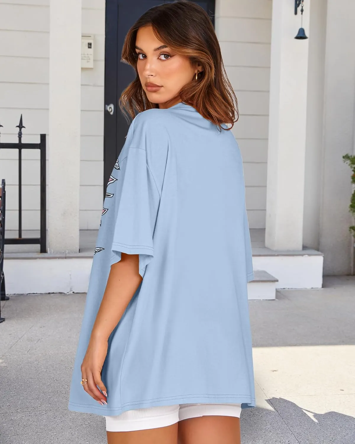 Womens Oversized Tshirt Graphic Tees Crew Neck Summer Short Sleeve Loose Fit Tops