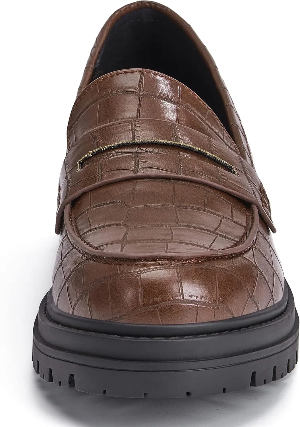 Women's Platform Penny Loafers Comfort Chunky Heel Slip On Business Work Dress Shoes