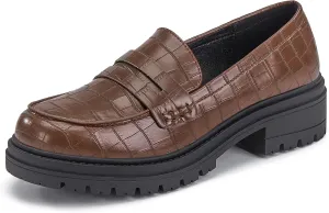 Women's Platform Penny Loafers Comfort Chunky Heel Slip On Business Work Dress Shoes