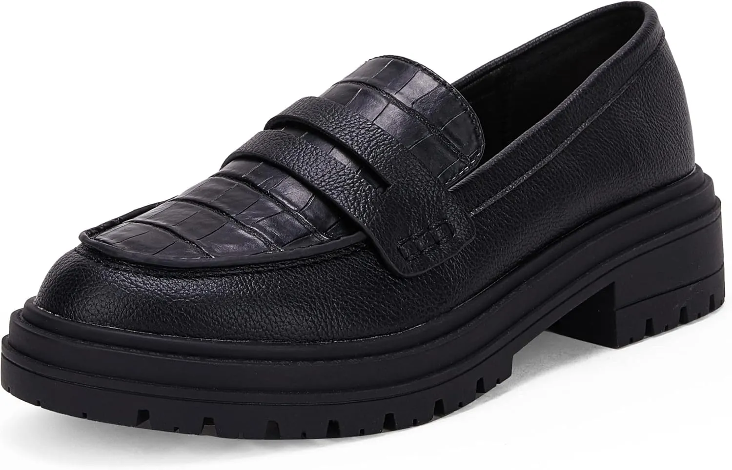 Women's Platform Penny Loafers Comfort Chunky Heel Slip On Business Work Dress Shoes