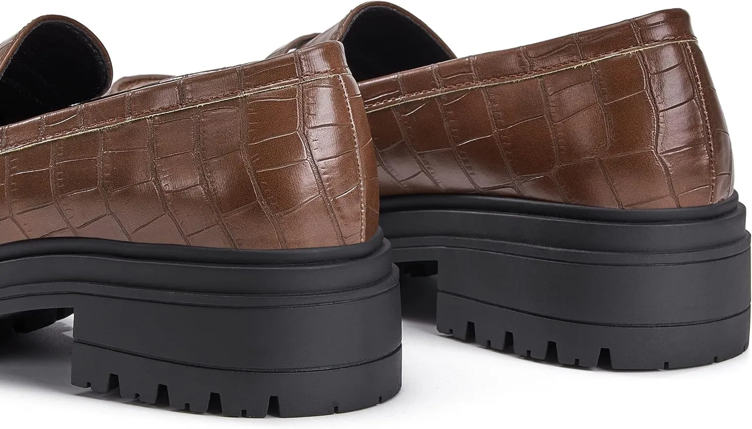 Women's Platform Penny Loafers Comfort Chunky Heel Slip On Business Work Dress Shoes