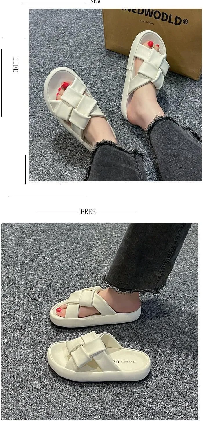 Womens Platform Sandals Summer Fashion Ladies Waffle Cross Like Stepping on A Cloud Basic Slipper