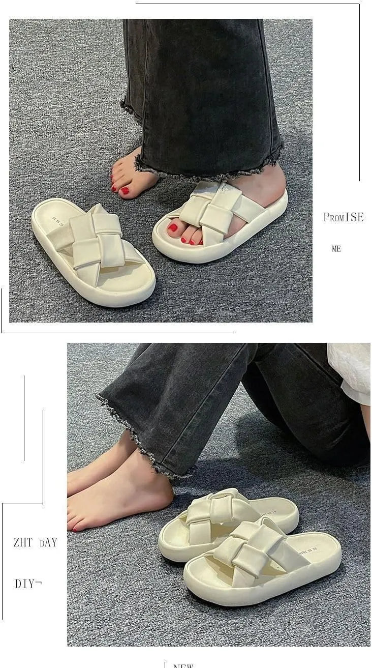Womens Platform Sandals Summer Fashion Ladies Waffle Cross Like Stepping on A Cloud Basic Slipper