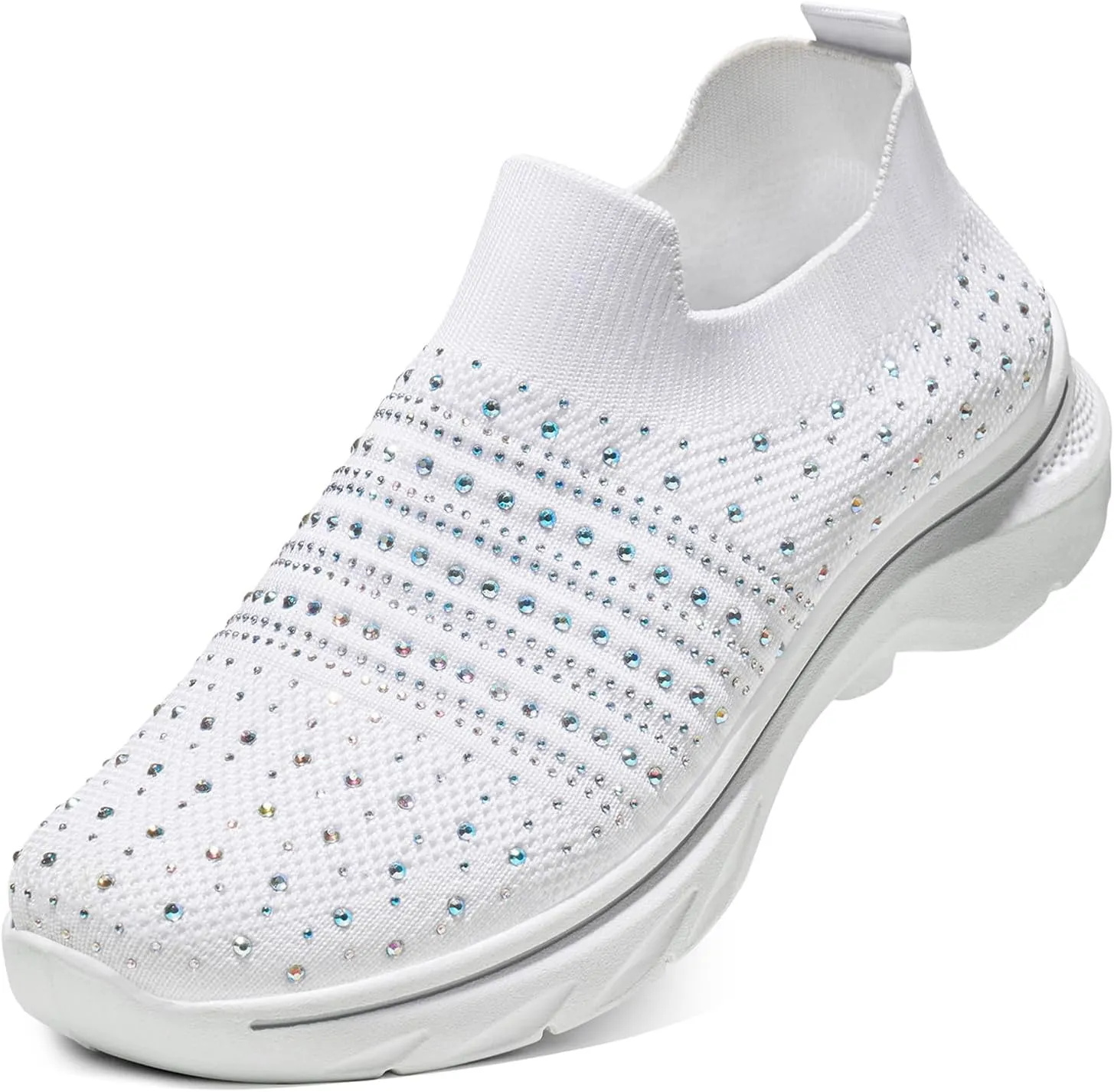 Womens Rhinestone Walking Shoes Comfortable Breathable Sock Shoes Lightweight Fashion Casual Sneakers for Women