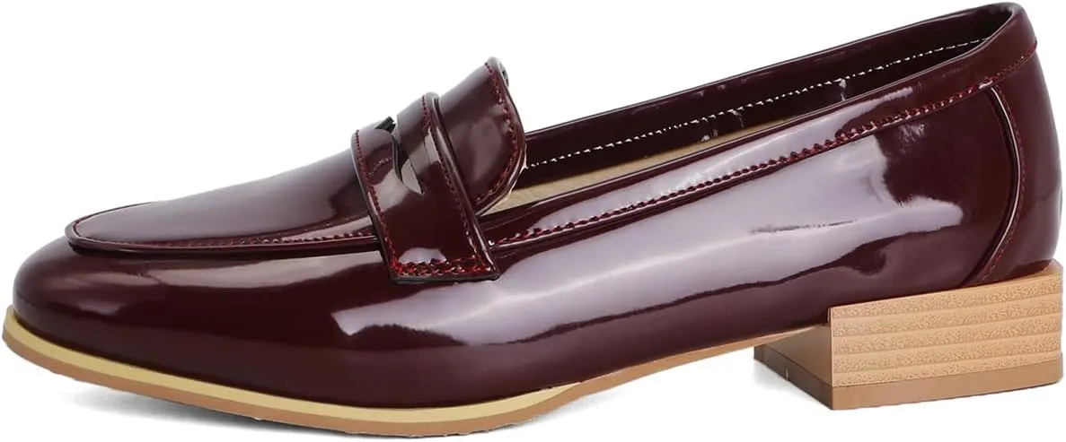 Women's Round Closed Toe Pump Loafers Pull-On Chunky Low Heel Classic Western Work Office Dress Casual Student Shoes Comfort Business Party Dating Shopping Daily Wear Pumps