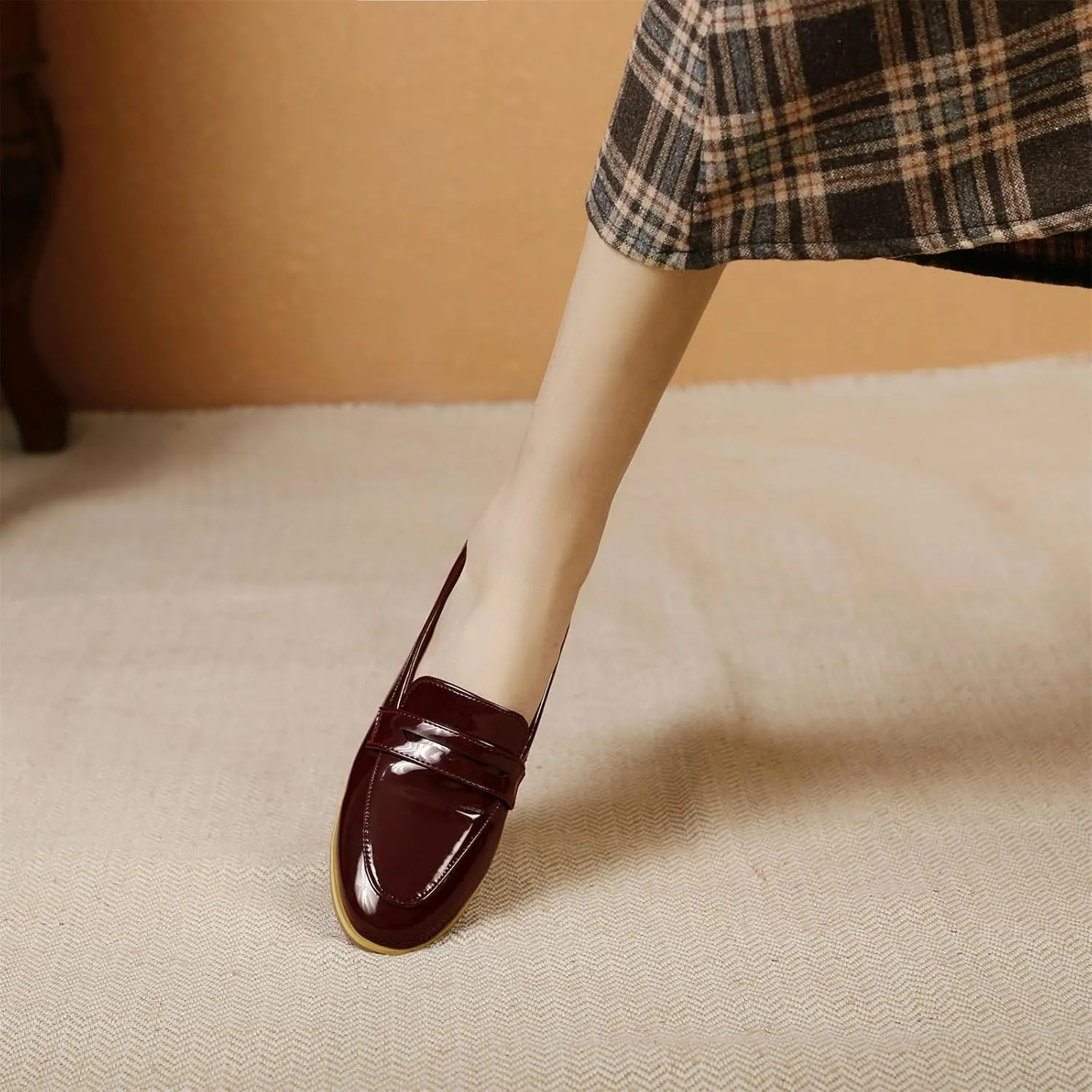 Women's Round Closed Toe Pump Loafers Pull-On Chunky Low Heel Classic Western Work Office Dress Casual Student Shoes Comfort Business Party Dating Shopping Daily Wear Pumps