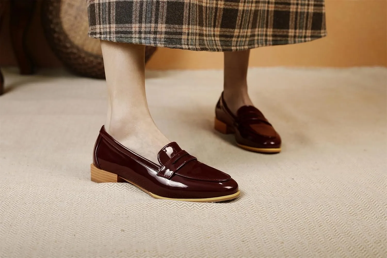 Women's Round Closed Toe Pump Loafers Pull-On Chunky Low Heel Classic Western Work Office Dress Casual Student Shoes Comfort Business Party Dating Shopping Daily Wear Pumps