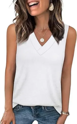 Women's Sleeveless V-Neck Slimming Loose Fit Casual Tank Top T-Shirt, Loose Fit 2025 Fashion