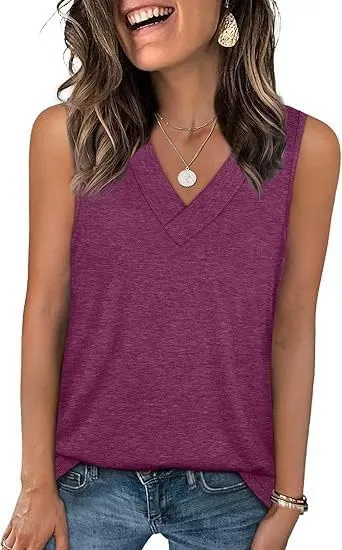Women's Sleeveless V-Neck Slimming Loose Fit Casual Tank Top T-Shirt, Loose Fit 2025 Fashion