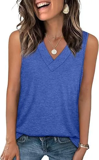 Women's Sleeveless V-Neck Slimming Loose Fit Casual Tank Top T-Shirt, Loose Fit 2025 Fashion