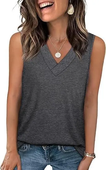 Women's Sleeveless V-Neck Slimming Loose Fit Casual Tank Top T-Shirt, Loose Fit 2025 Fashion