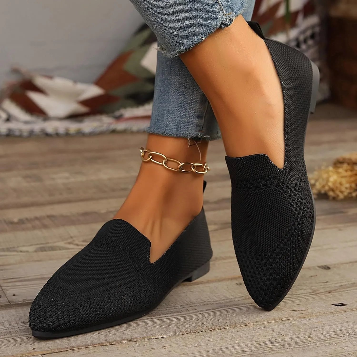 Women's Slip On Ballet 女式平底鞋 Low Top Pointed Toe Loafers Breathable Solid Shoes Comfortable Walking Loafers N 7