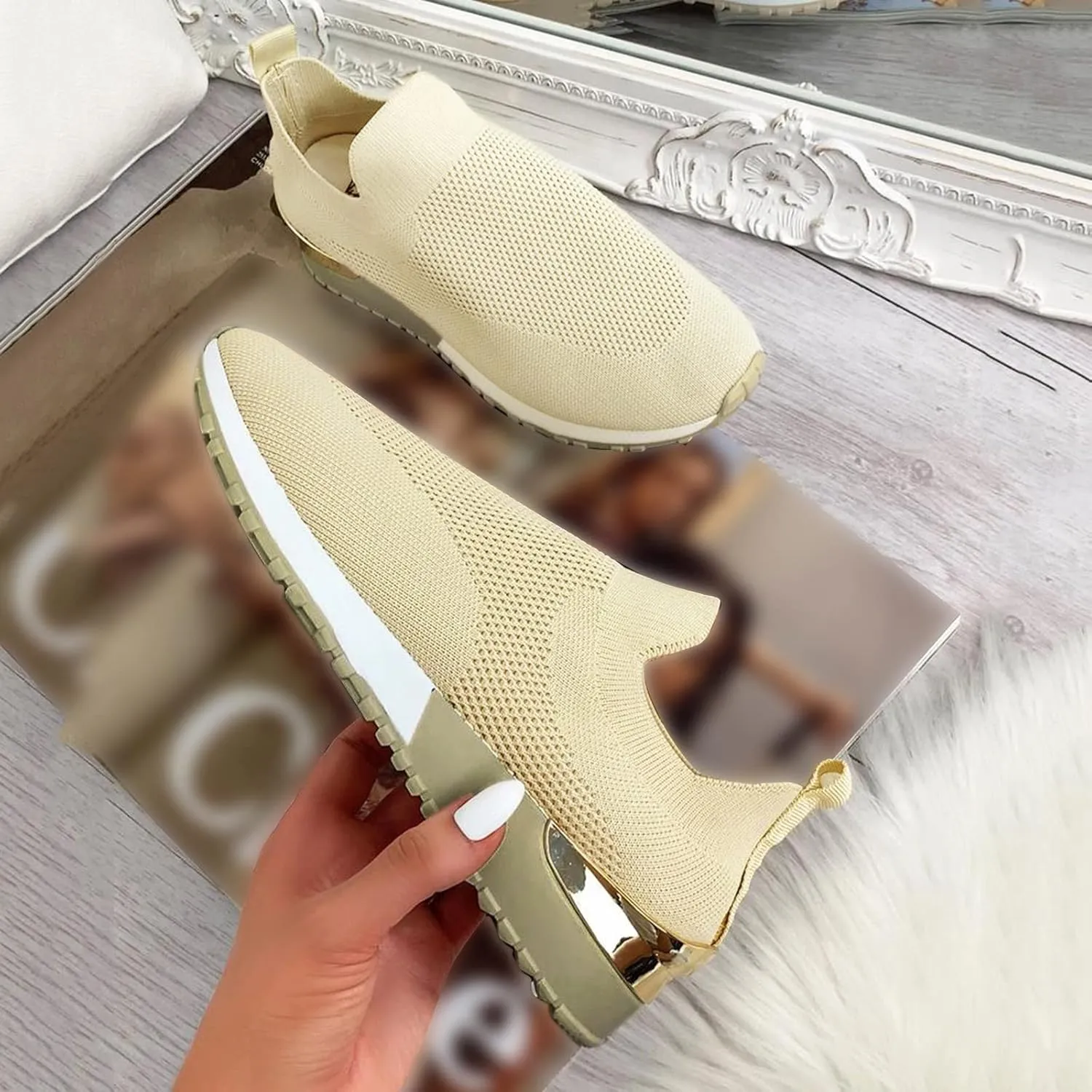 Women's Slip-on Shoes Wide Width Sneakers Hands Free Mens Running Shoes Jogging Men Shoes Casual Dress Sneakers White Tennis Shoe Trainers Shoe