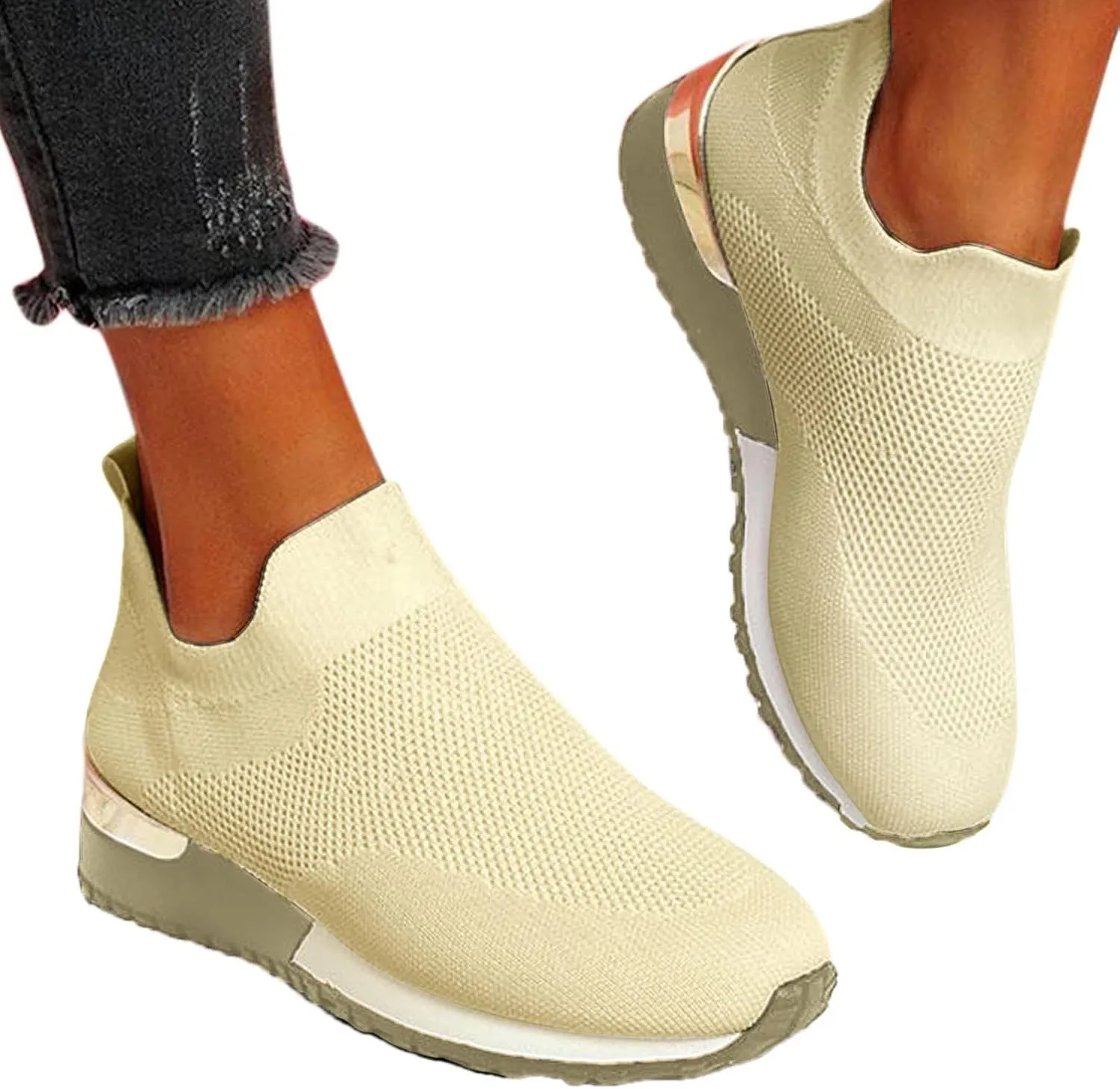 Women's Slip-on Shoes Wide Width Sneakers Hands Free Mens Running Shoes Jogging Men Shoes Casual Dress Sneakers White Tennis Shoe Trainers Shoe