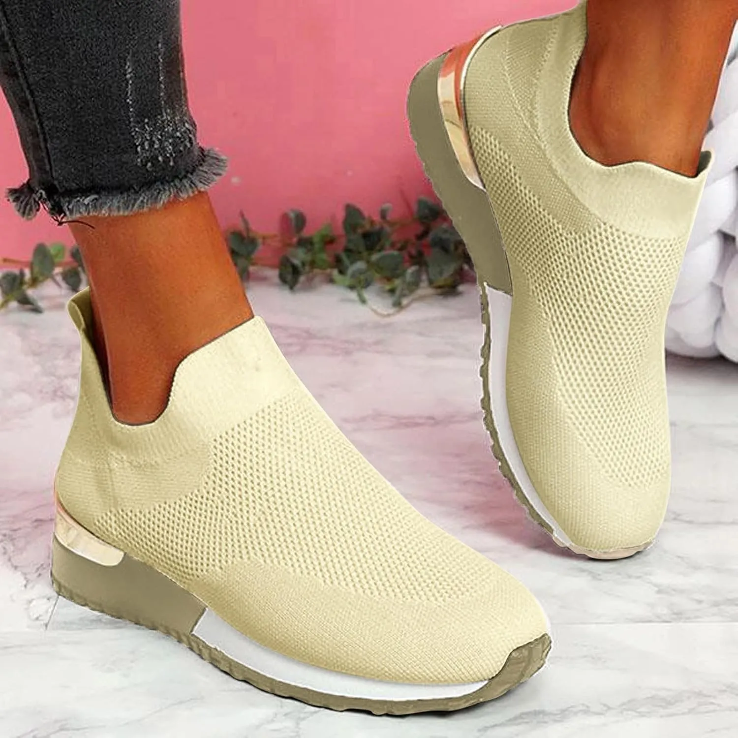 Women's Slip-on Shoes Wide Width Sneakers Hands Free Mens Running Shoes Jogging Men Shoes Casual Dress Sneakers White Tennis Shoe Trainers Shoe