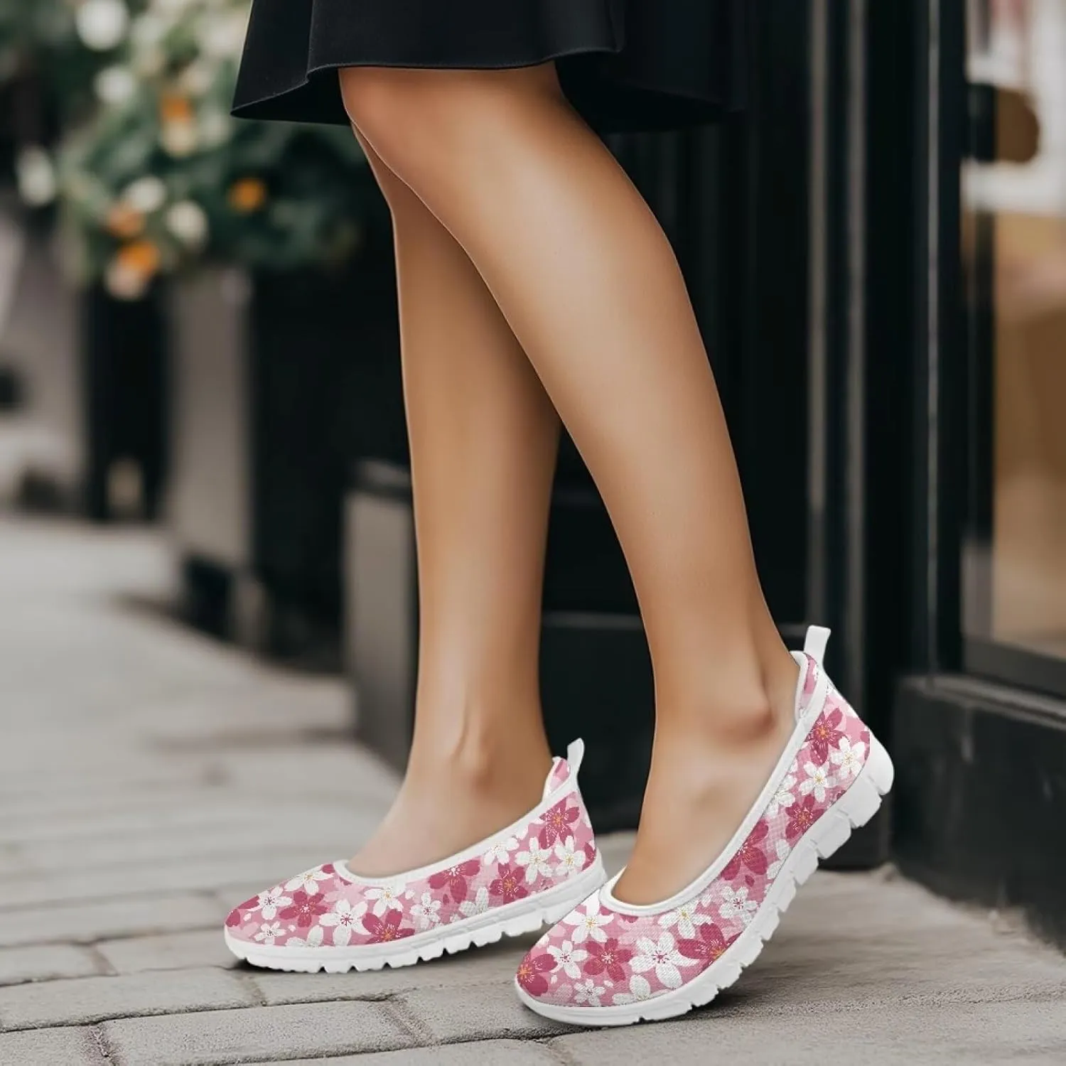 Women's Slip-On Sneakers Flying Mesh Casual Hiking Non-Slip Comfortable Workout Dress Shoes Walking Tennis Holiday Lightweight Sneakers Black US Size 6-11