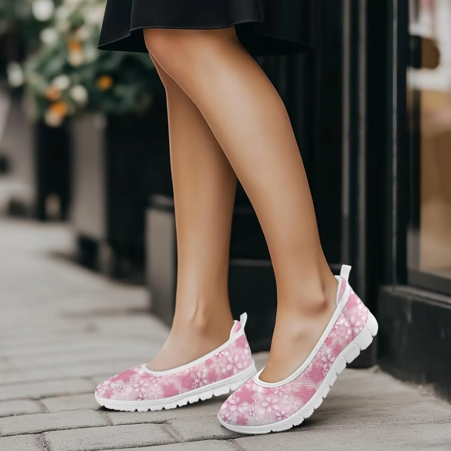 Women's Slip-On Sneakers Flying Mesh Casual Hiking Non-Slip Comfortable Workout Dress Shoes Walking Tennis Holiday Lightweight Sneakers Black US Size 6-11