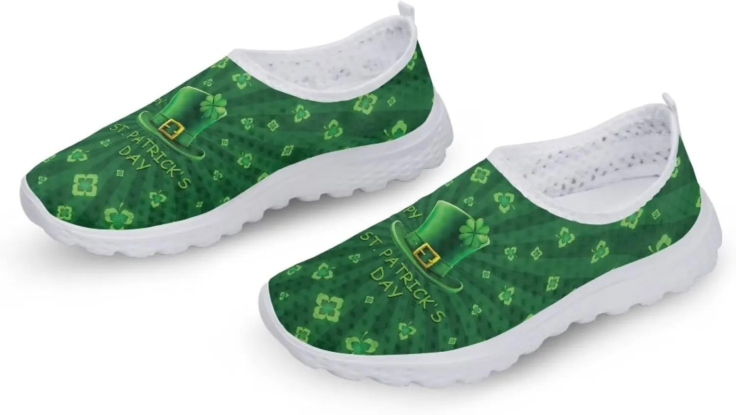 Womens Slip On Sneakers Patricks Day Shoes Athletic Tennis Shoe US 5.5-11.5