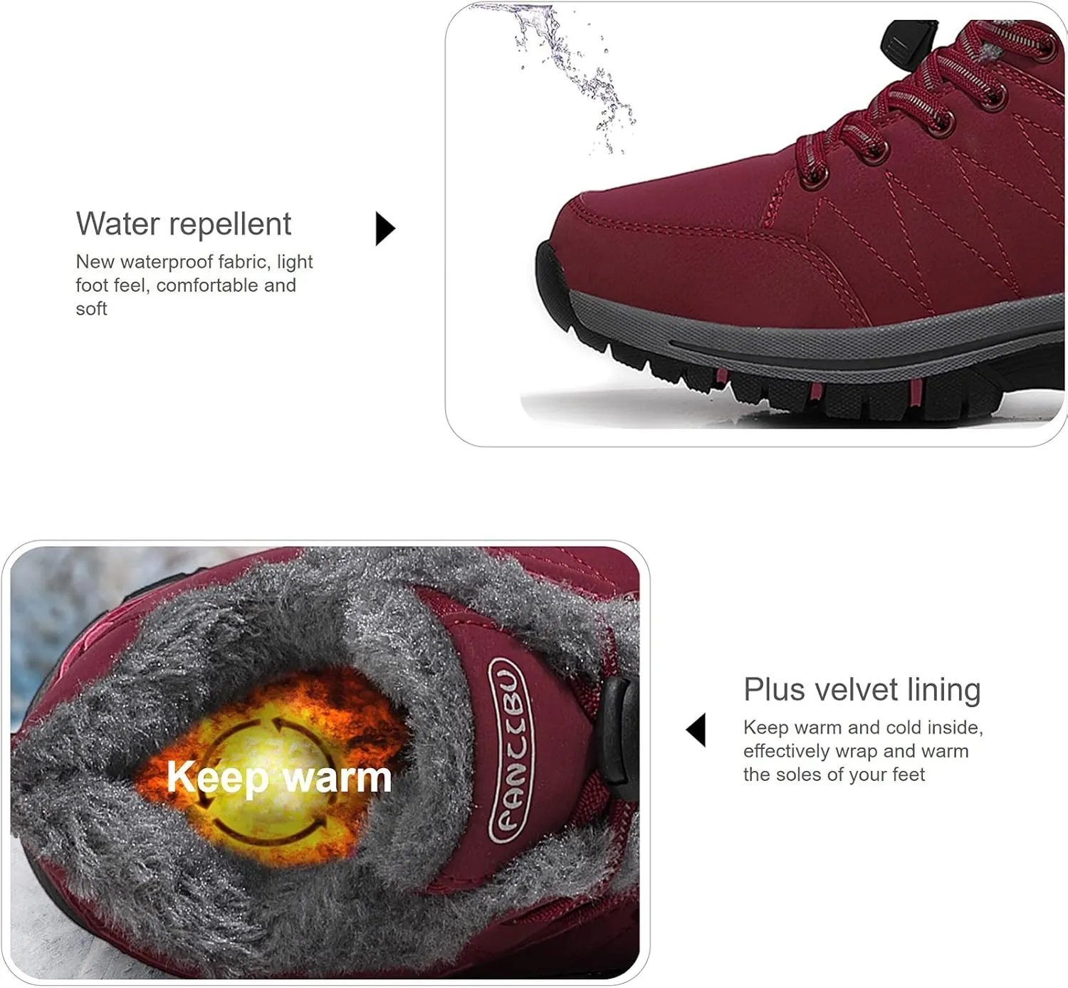 Women's Snow Boots Fur Lined Warm Ankle Boot Waterproof Anti-Slip Winter Outdoor Sports Shoes…