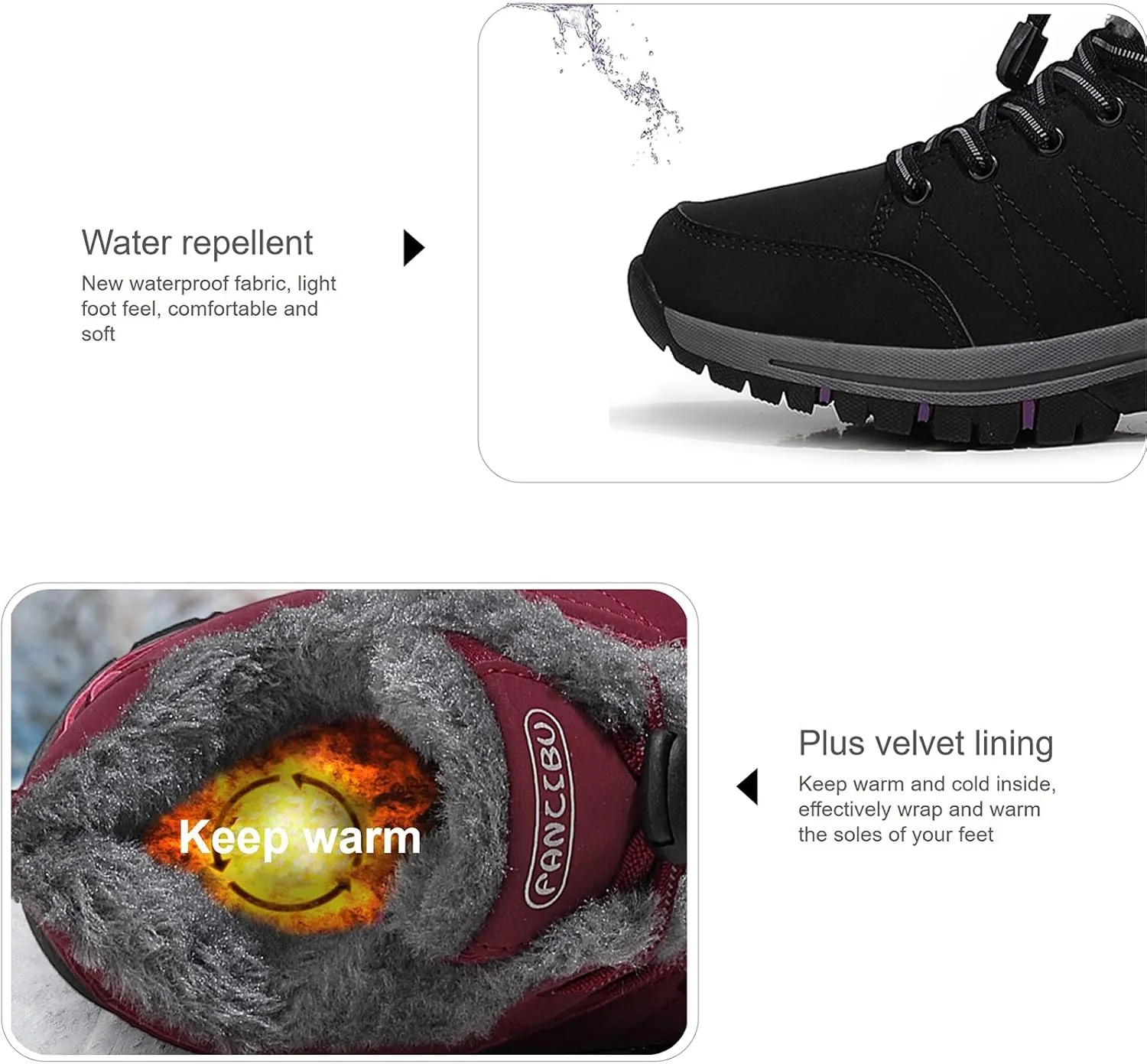 Women's Snow Boots Fur Lined Warm Ankle Boot Waterproof Anti-Slip Winter Outdoor Sports Shoes…