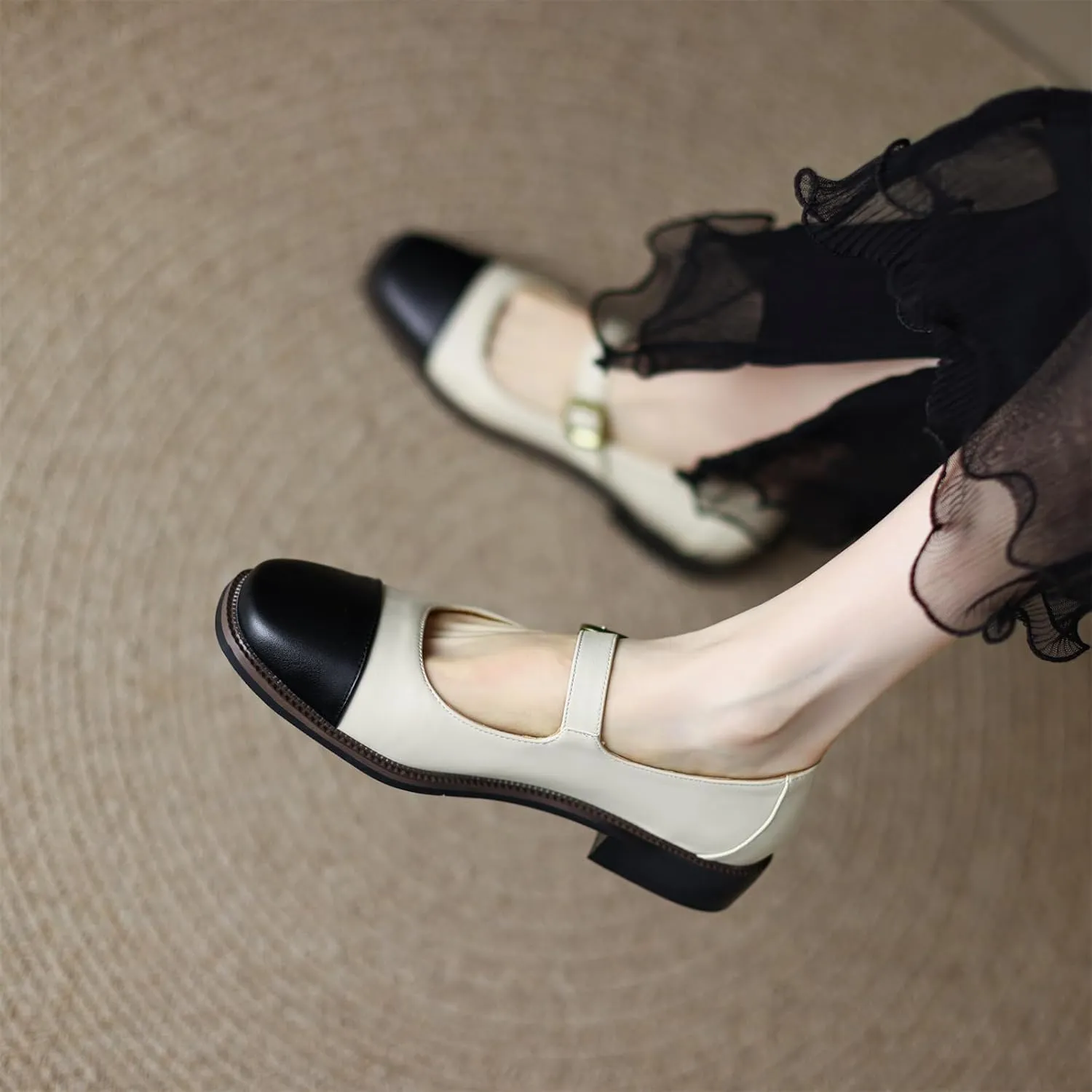 Women's Square Closed Cap Toe Pump Loafers Pull-On Buckle Metallic Comfortable Chunky Low Heel Office Student Work Casual Comfortable Fashion Business Daily Wear Dress Shoes