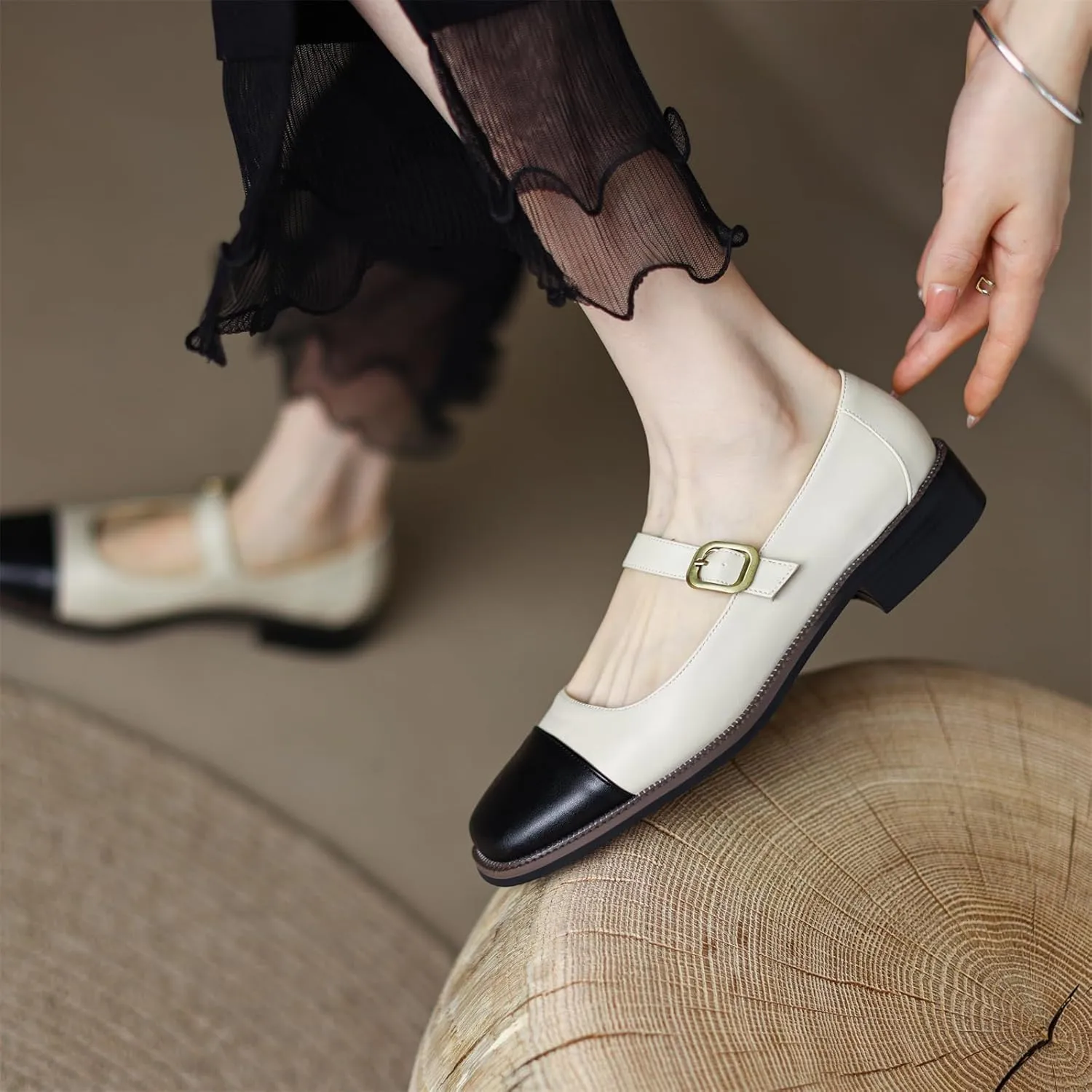 Women's Square Closed Cap Toe Pump Loafers Pull-On Buckle Metallic Comfortable Chunky Low Heel Office Student Work Casual Comfortable Fashion Business Daily Wear Dress Shoes