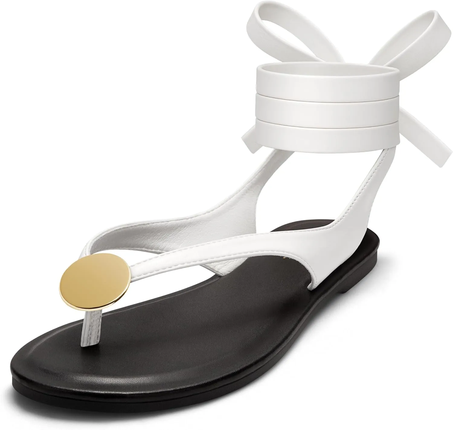 Women's Suede Flat Sandals with Metallic Accents Adjustable Strappy Flip Flops for Beach Vacation Casual Outings Cushioned Dressy Slides,MOLAZY-00