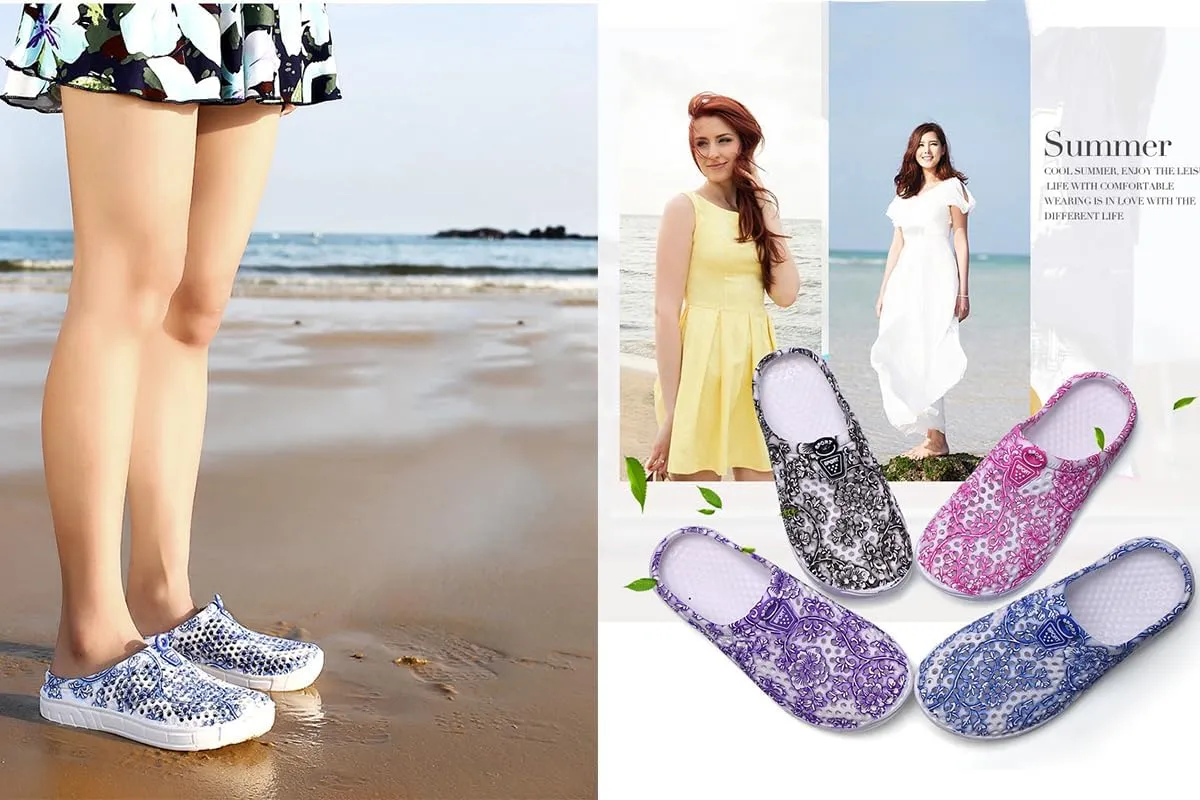 Women's Summer Beach Garden Clogs Shoes Soft Bottom Cave Sandals Thick Bottom Height Increasing Shoes Bathroom Non Slip Toe Shoes
