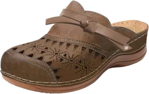Women's Summer Casual Slipper 2024 Arch Support Clogs Garden Shoes Outdoor Beach Slippers with Removable Cushion Footbed