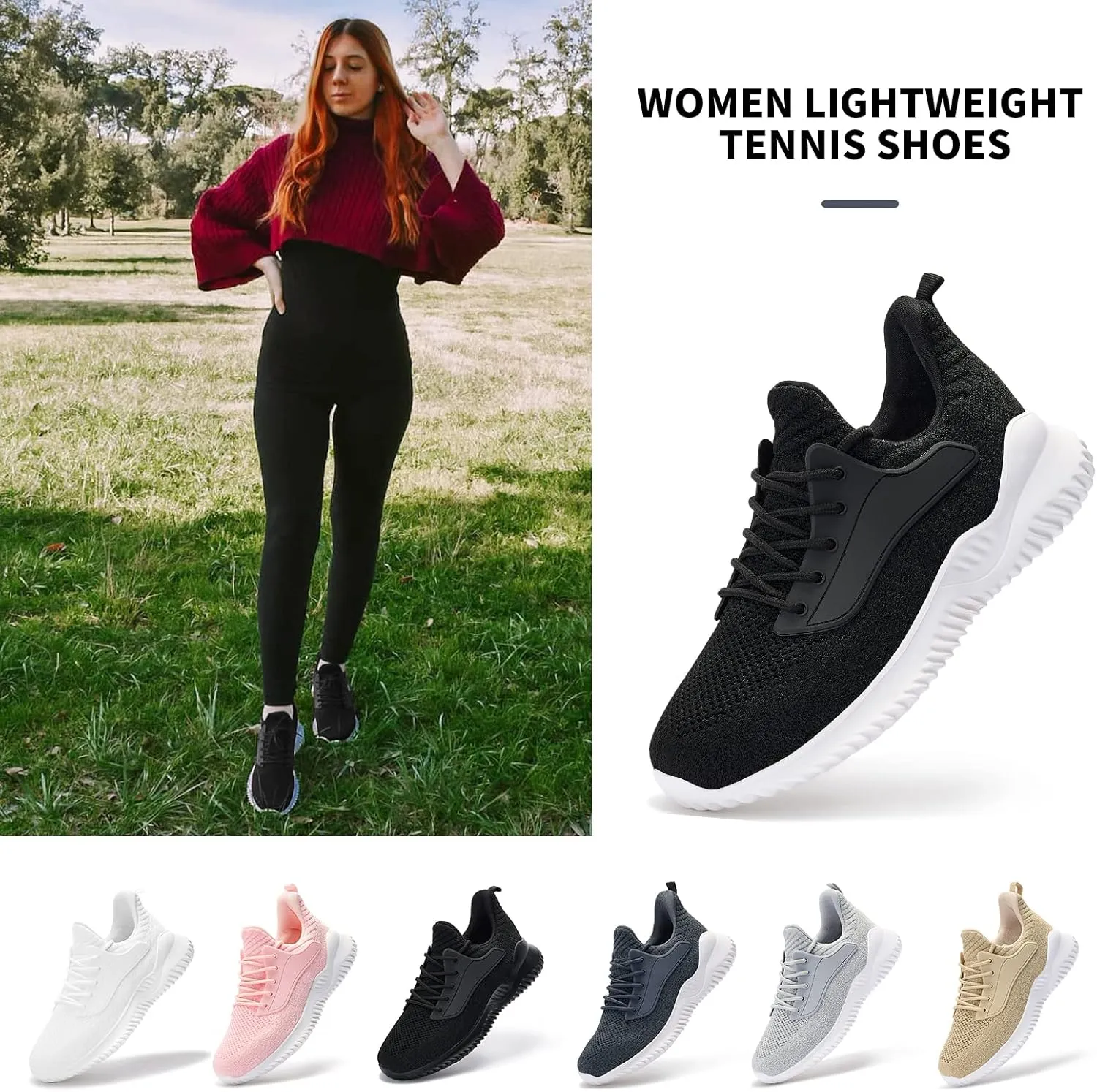 Womens Tennis Shoes Walking Sneakers - Memory Foam Running Slip On Gym Athletic Workout Nursing Comfort Work Shoe Lightweight