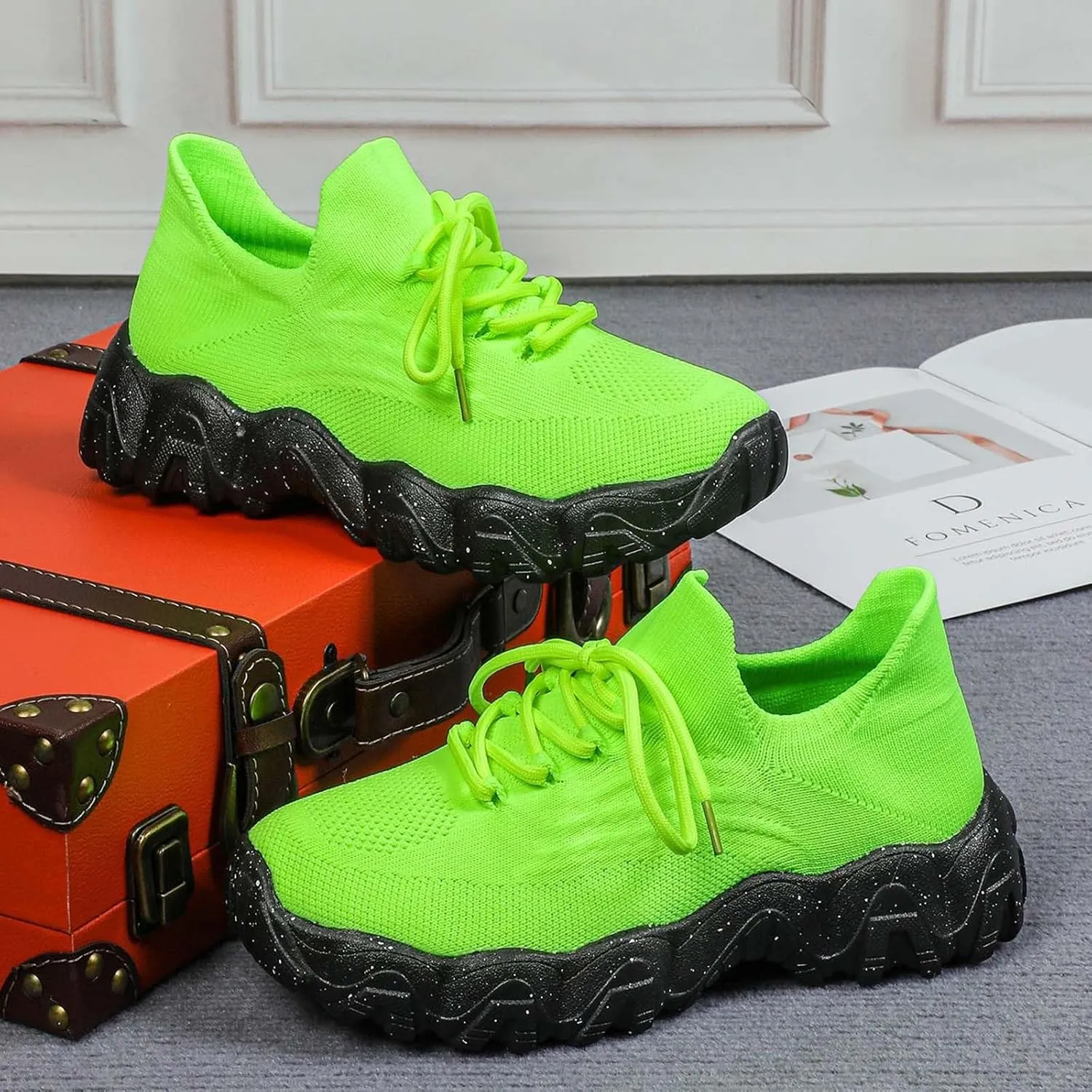 Womens Walking Shoes Mesh Slip On Lace Up Athletic Gym Workout Training Fashion Sneakers Lightweight Breathable Comfortable Tennis Running Shoes