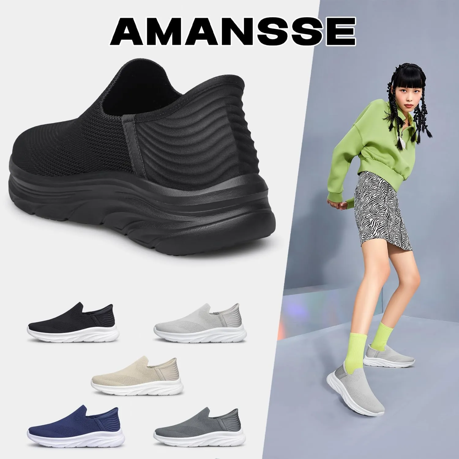 Women's Walking Shoes Slip On Sneakers Comfort Lightweight Non Slip Workout Gym Nurse Shoes