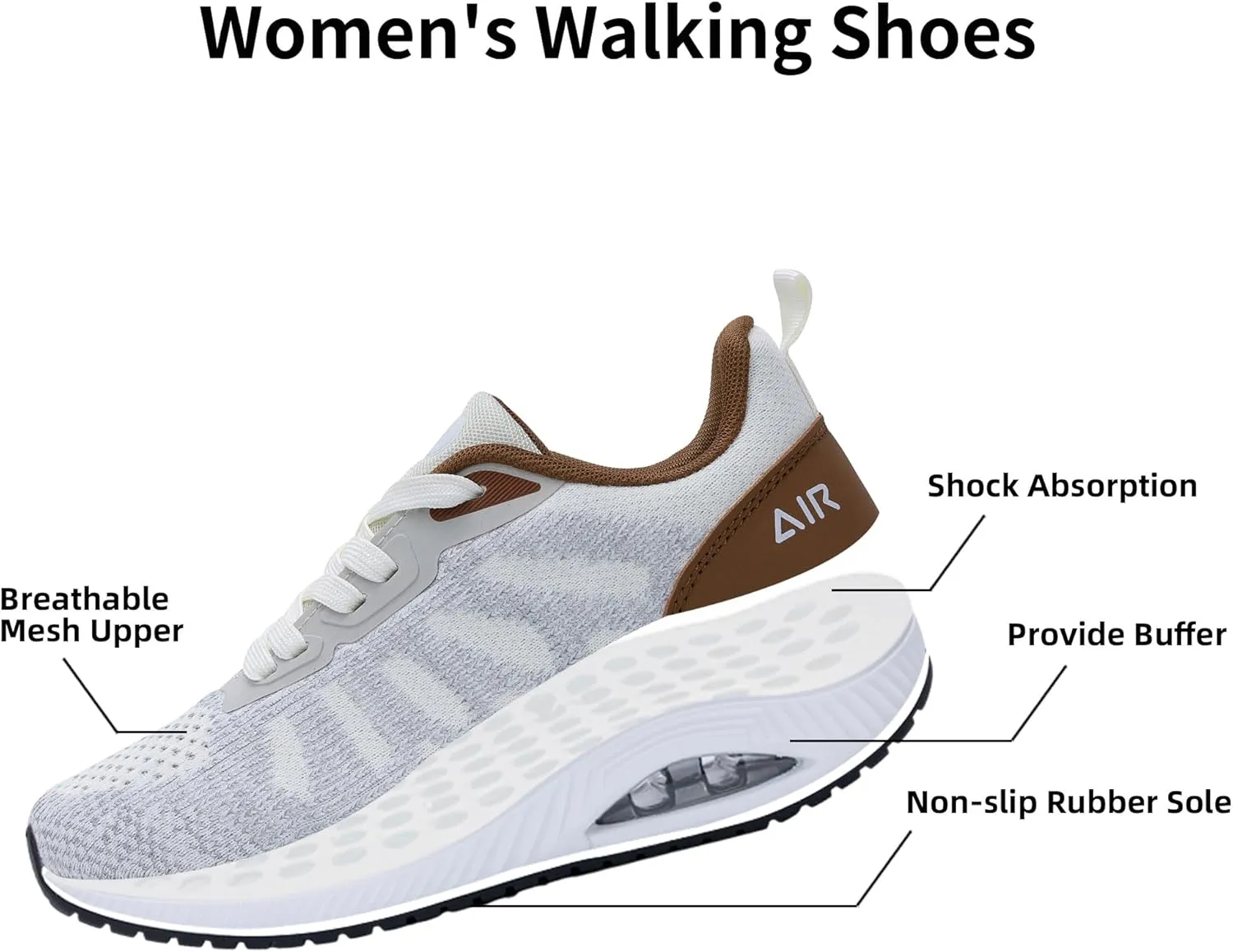 Women's Walking Shoes with Arch Support Plantar Fasciitis Air Tennis Sneakers for Gym Workout