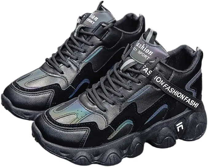 Womens Waterproof Thermal Chunky Sneakers - Durable Non-Slip Sole, Stylish Colorblock Design, Comfortable Lace-up Winter Shoes for All-Weather Wear