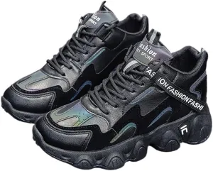Womens Waterproof Thermal Chunky Sneakers - Durable Non-Slip Sole, Stylish Colorblock Design, Comfortable Lace-up Winter Shoes for All-Weather Wear