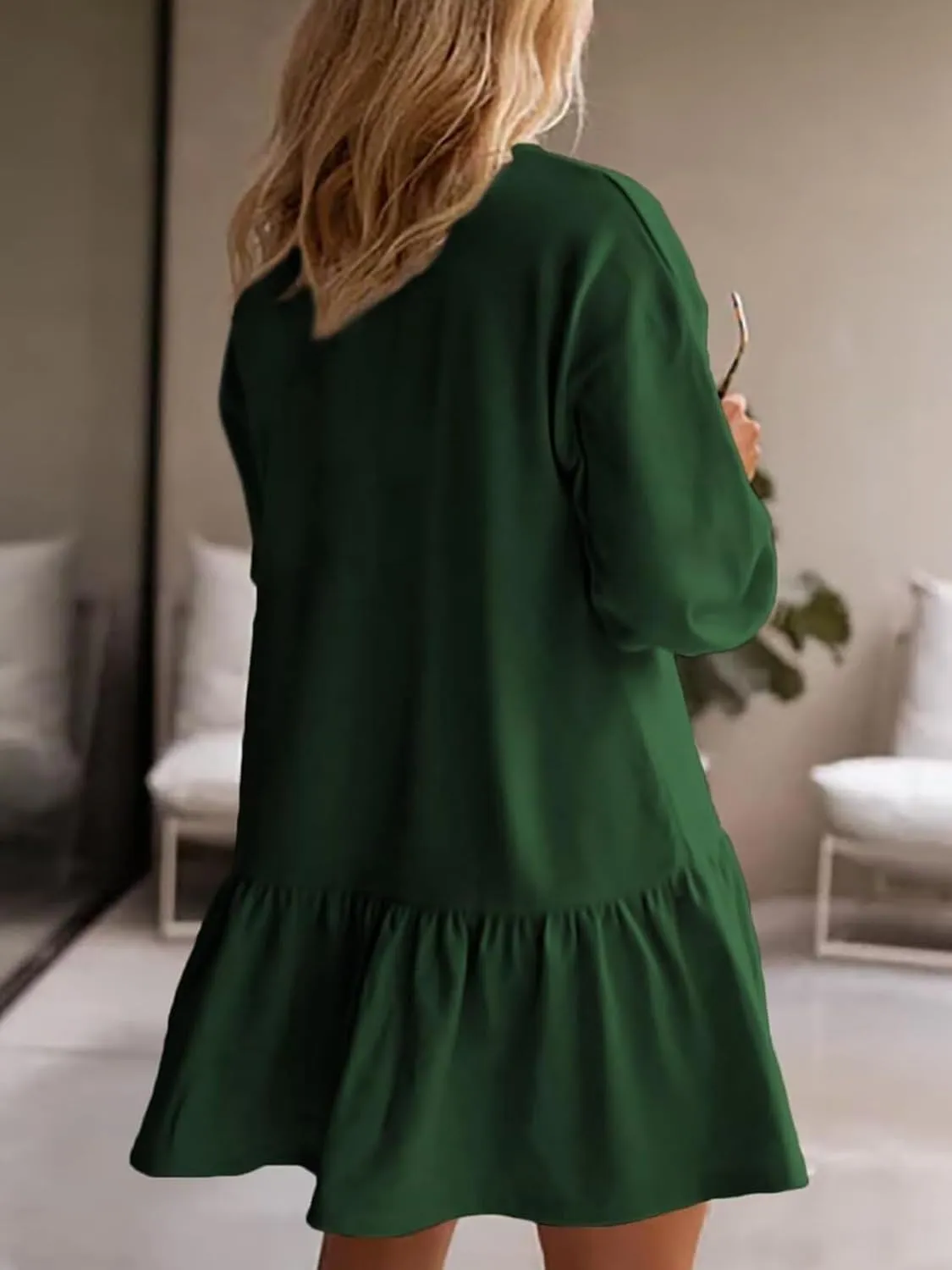 Wowcarbazole Womens Fall Long Sleeve Crewneck Oversized Sweatshirt Dress Casual Loose Fit Solid Color Cute Mini Dresses