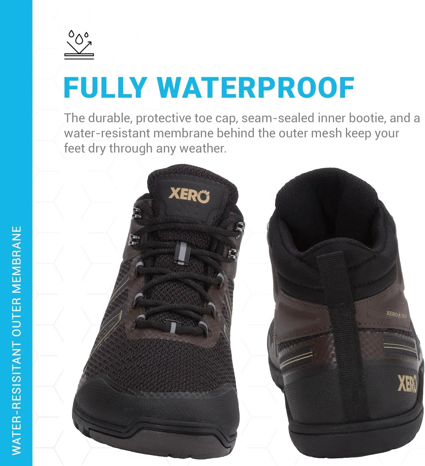 Xero Shoes Barefoot Hiking Shoes for Men | Xcursion Fusion Waterproof Hiking Boots | Zero Drop Shoes for Men, Wide Toe Box, Minimalist