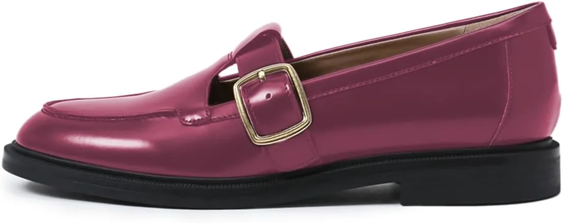YDN Women's Chic Low Heel Loafers Round Toe Chunky Heels Adjustable Buckled T-Strap Daily Outfit Dressy Casual Formal Shoes Daily Size 4-16 US