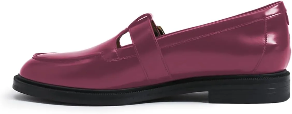 YDN Women's Chic Low Heel Loafers Round Toe Chunky Heels Adjustable Buckled T-Strap Daily Outfit Dressy Casual Formal Shoes Daily Size 4-16 US