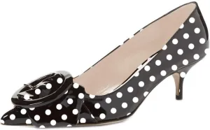YDN Women's Elegance Low Kitten Heel Pumps Pointy Toe Slip On Patent Buckle Basic Office Dress Shoe Size 4-15 US