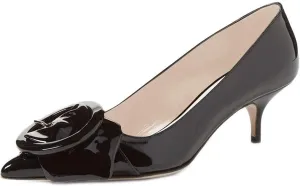 YDN Women's Elegance Low Kitten Heel Pumps Pointy Toe Slip On Patent Buckle Basic Office Dress Shoe Size 4-15 US